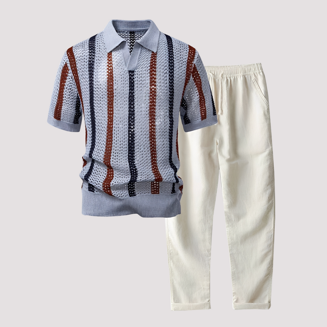 Richards - Komfortables Streifen-Polo mit Hosen-Set