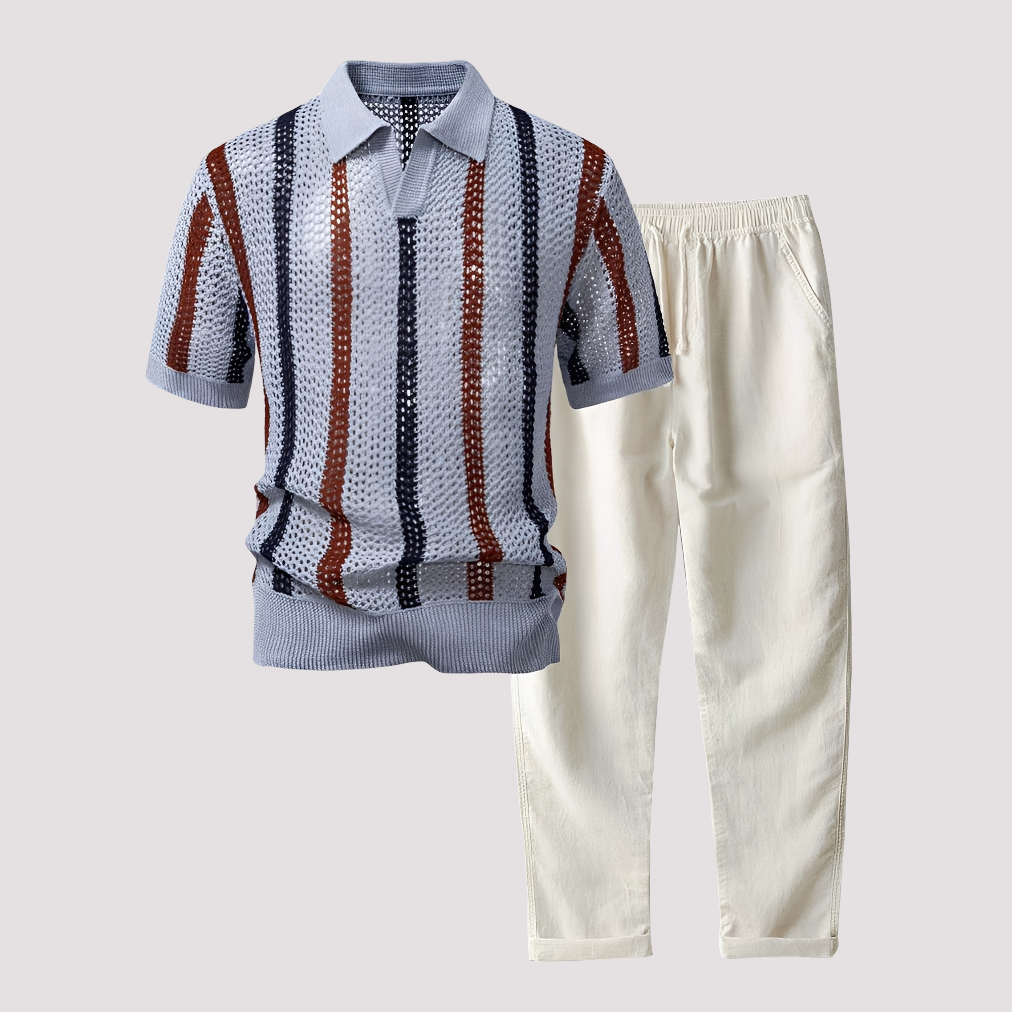 Richards - Komfortables Streifen-Polo mit Hosen-Set