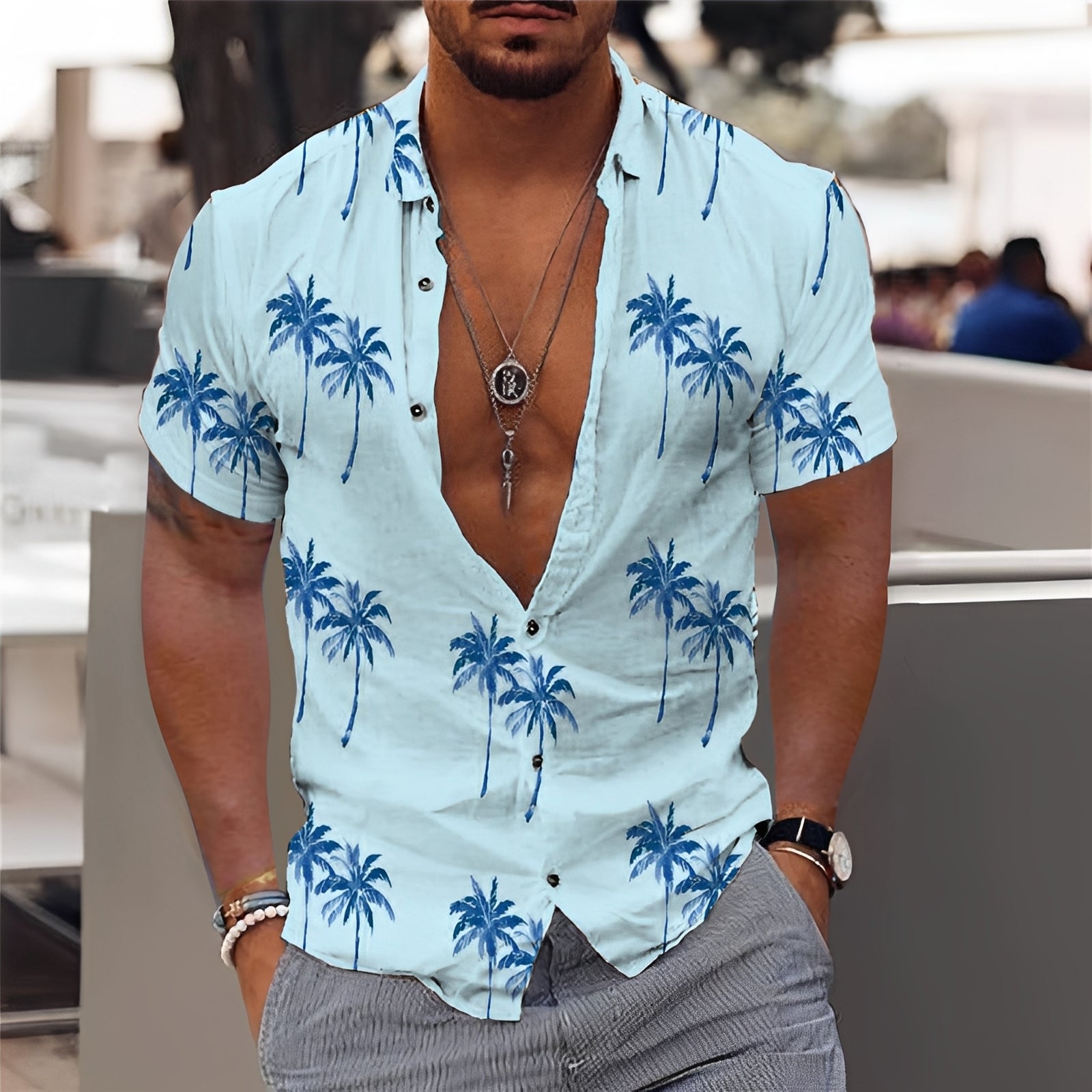 Hector - Stilvolles Herrenhemd mit Palmenmuster