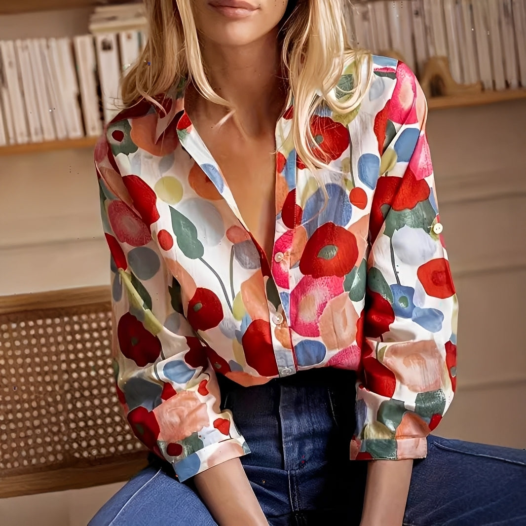 Tina - Stilvolle Blumenbluse mit langen Ärmeln