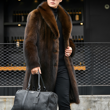 Matteo - Eleganter langer Herrenmantel mit Fell