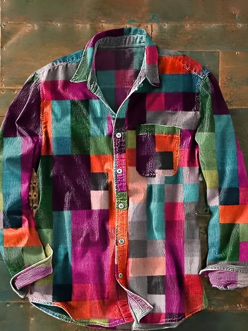 Charles – Herren-Langarmhemd – Retro und bunt