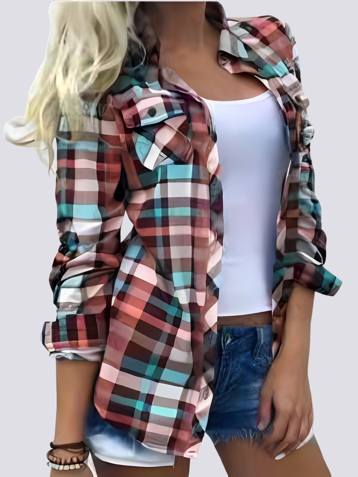 Charlotte - Buntes Langarmhemd