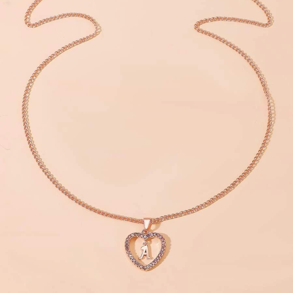 Kristall-Halsband mit Herz-Anhänger und Initiale