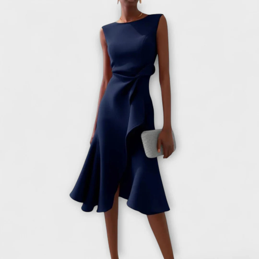 Sheila - Elegantes Damen-Midikleid mit Rüschendetails