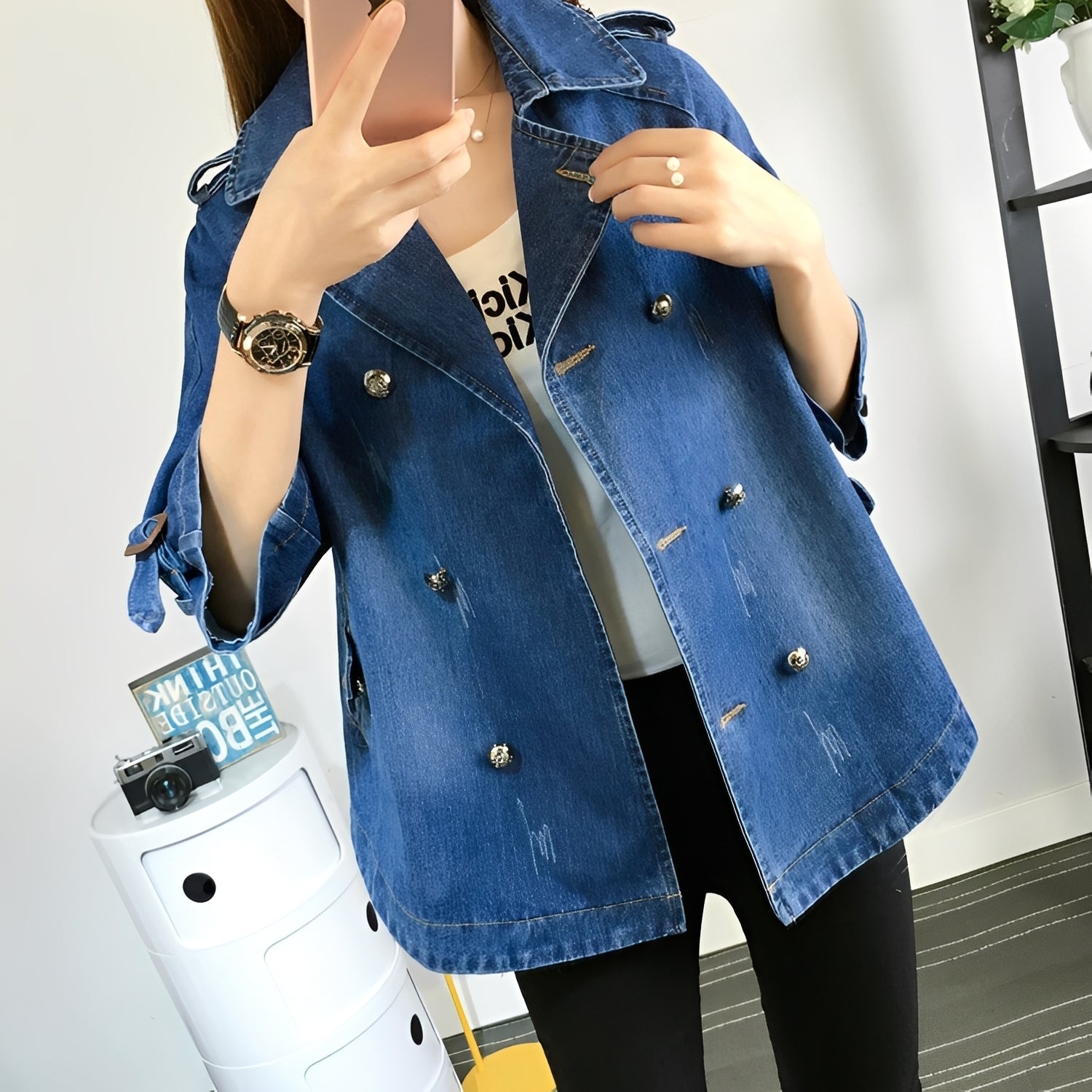 Faye - Eleganter Denim-Cape-Mantel