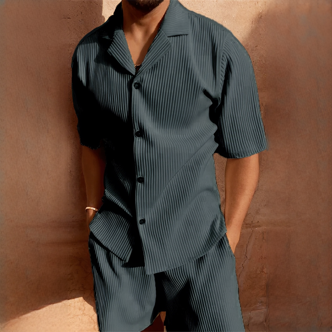 Junmar - Herren-Set aus Hemd und Shorts, leger