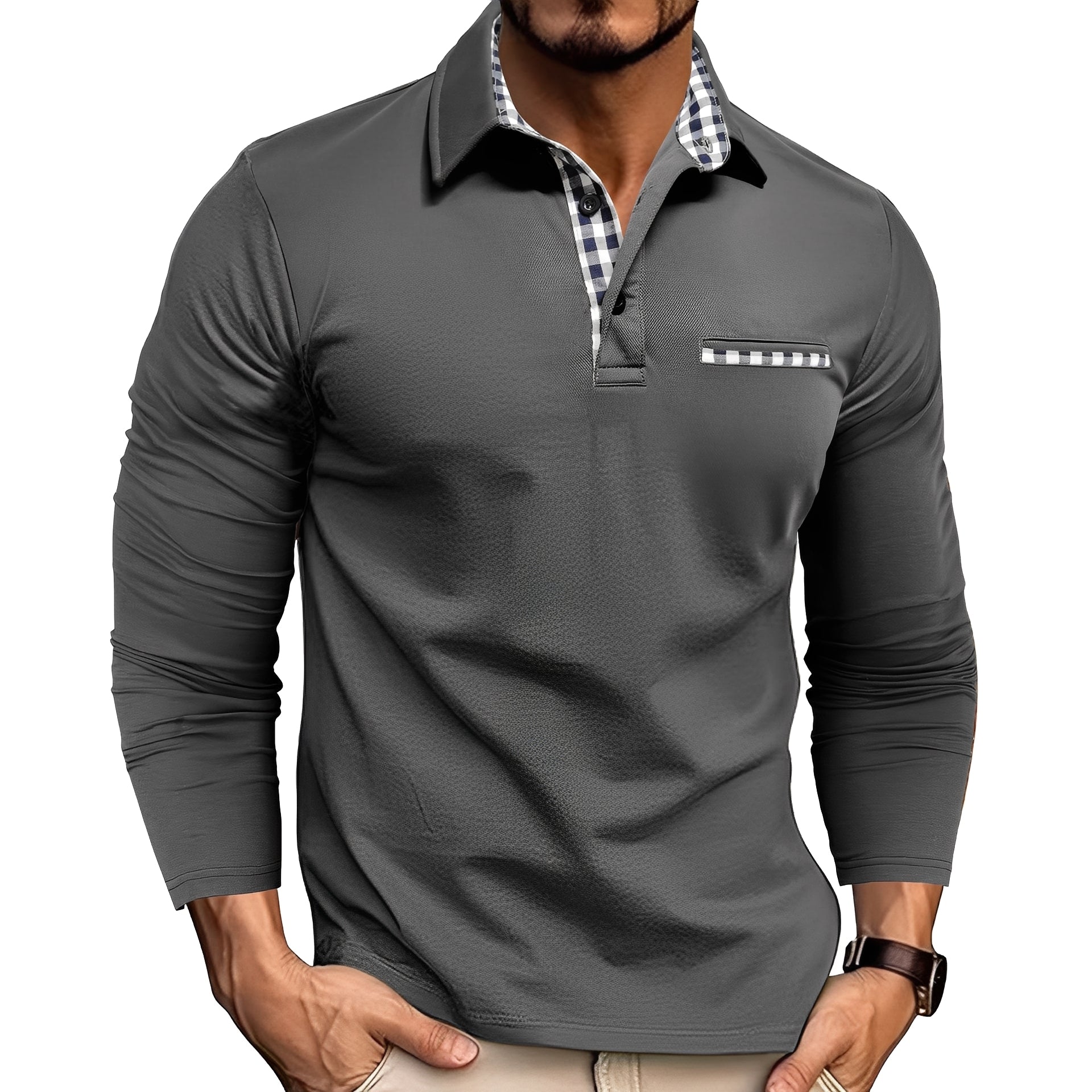 Charel - Bequemes Langarm-Poloshirt für Herren