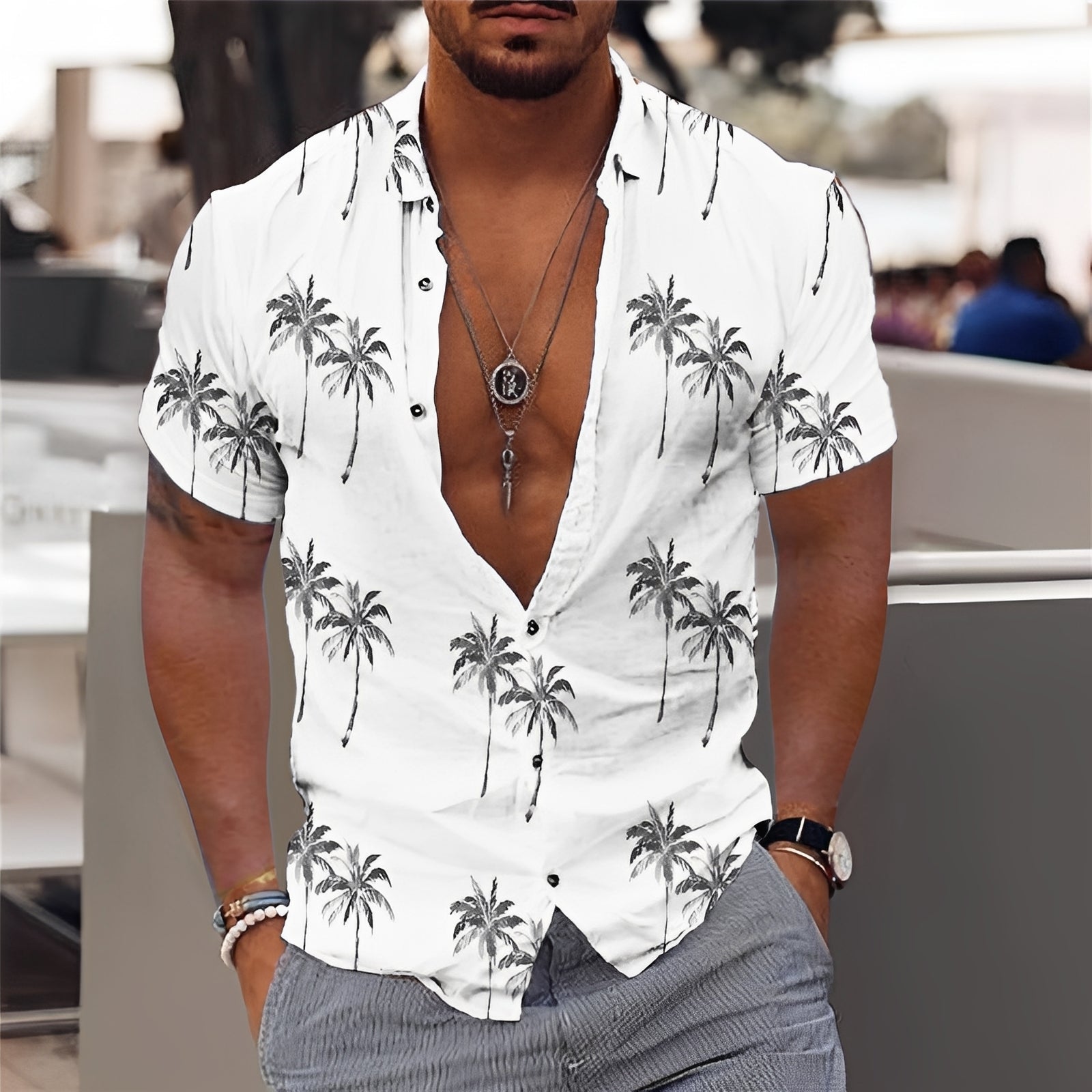 Hector - Stilvolles Herrenhemd mit Palmenmuster
