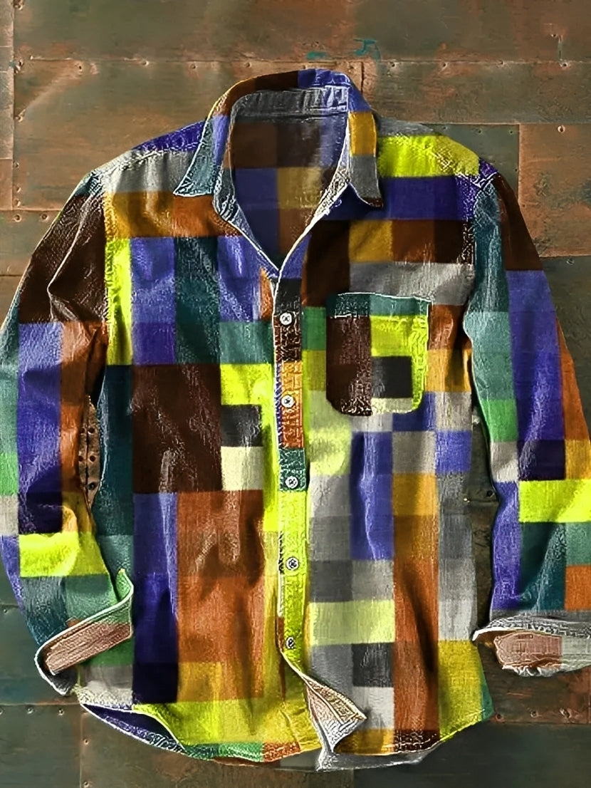 Charles – Herren-Langarmhemd – Retro und bunt