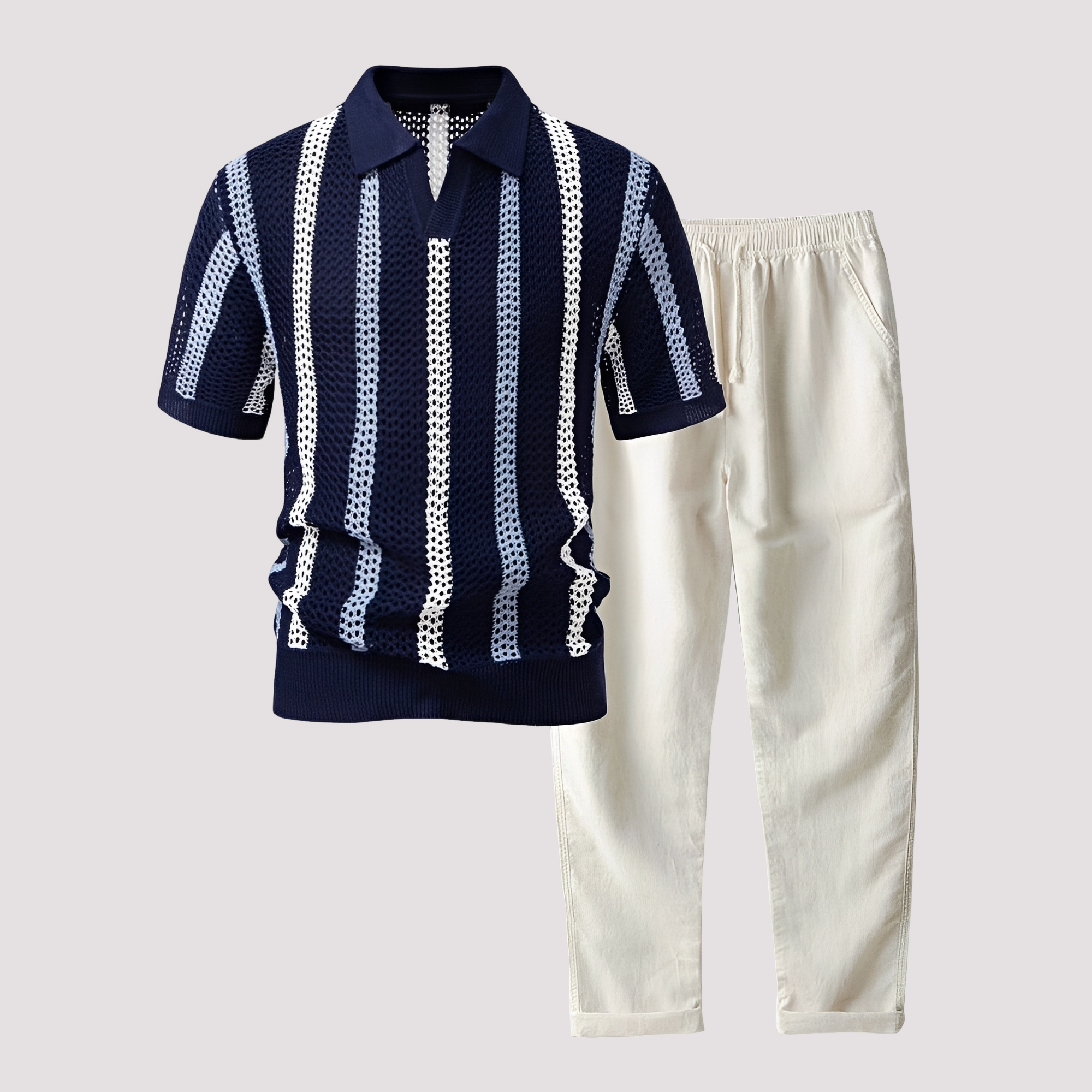 Richards - Komfortables Streifen-Polo mit Hosen-Set