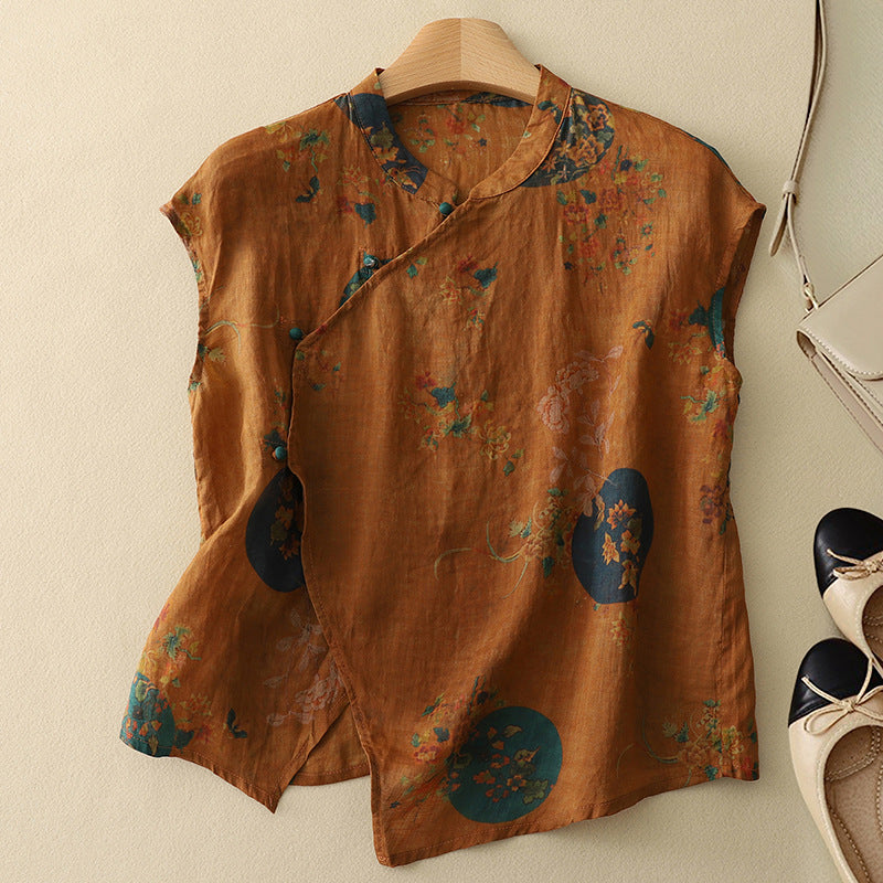 Diana - Bluse ohne Ärmel mit Blumendesign