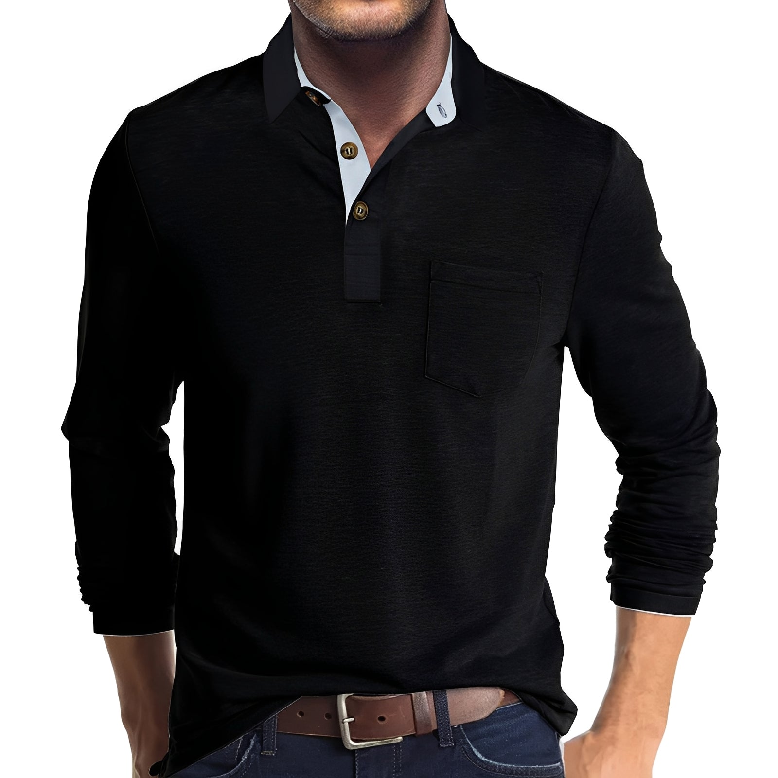 Marty - Bequemes Herren-Poloshirt mit langen Ärmeln