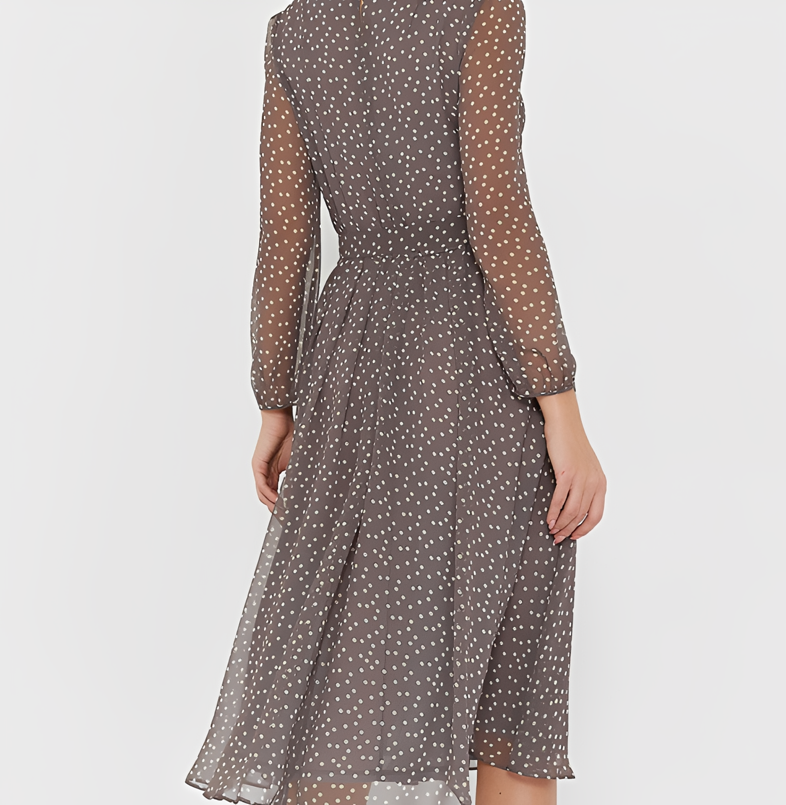 Tessa - Elegantes langärmeliges Kleid mit Punkten