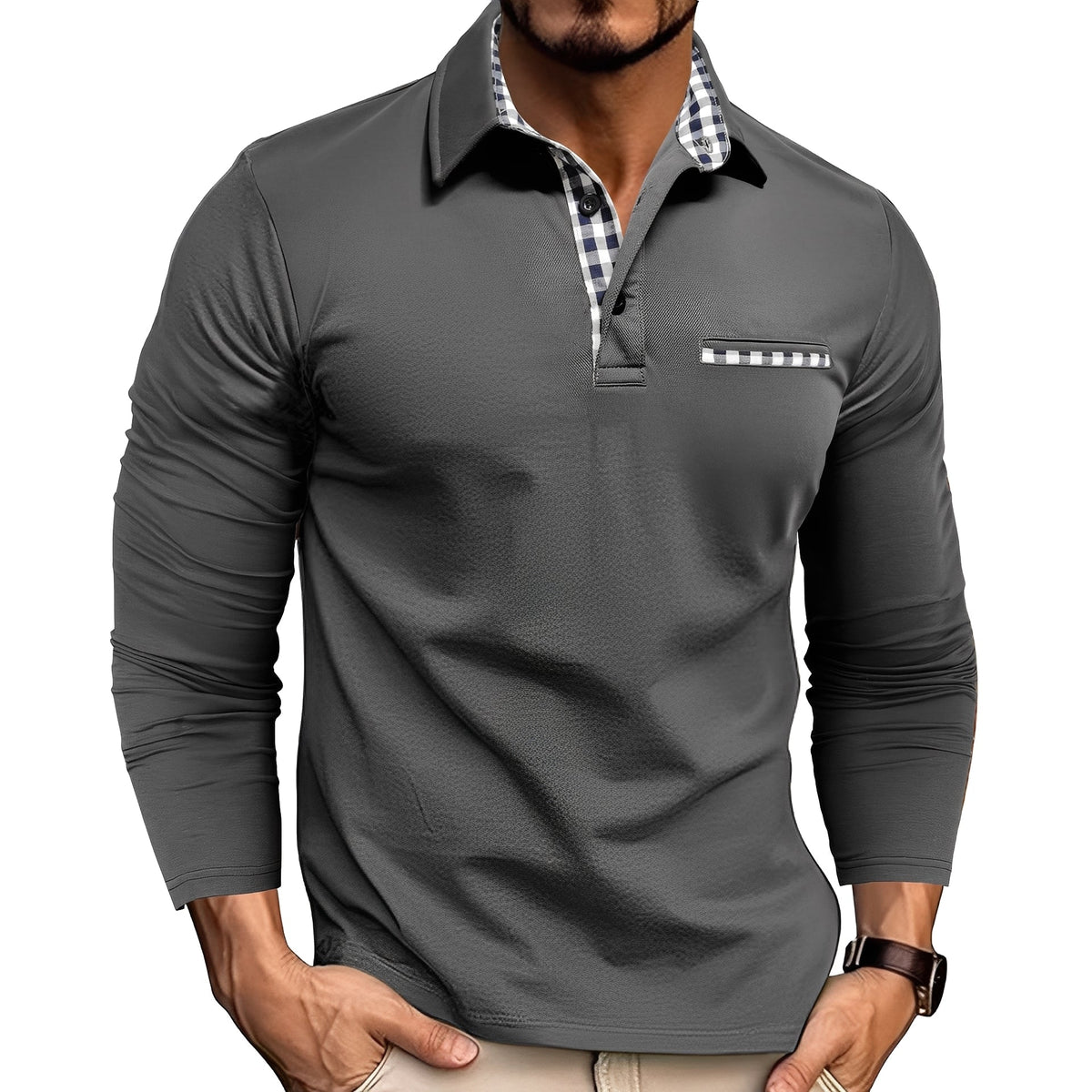 Grover - Komfortables Langarm-Poloshirt