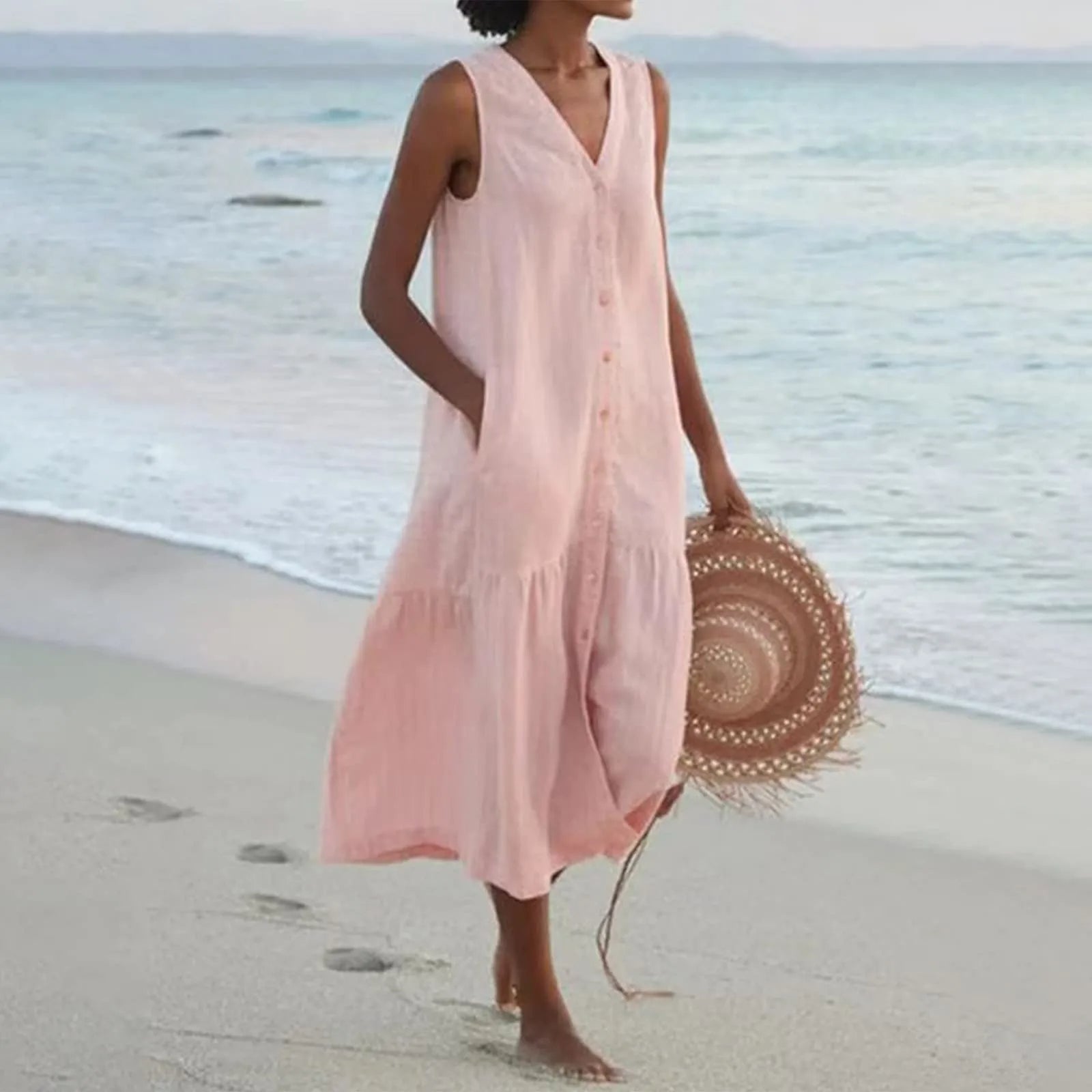 Brianna – Lockeres Sommerkleid mit V-Ausschnitt für Damen