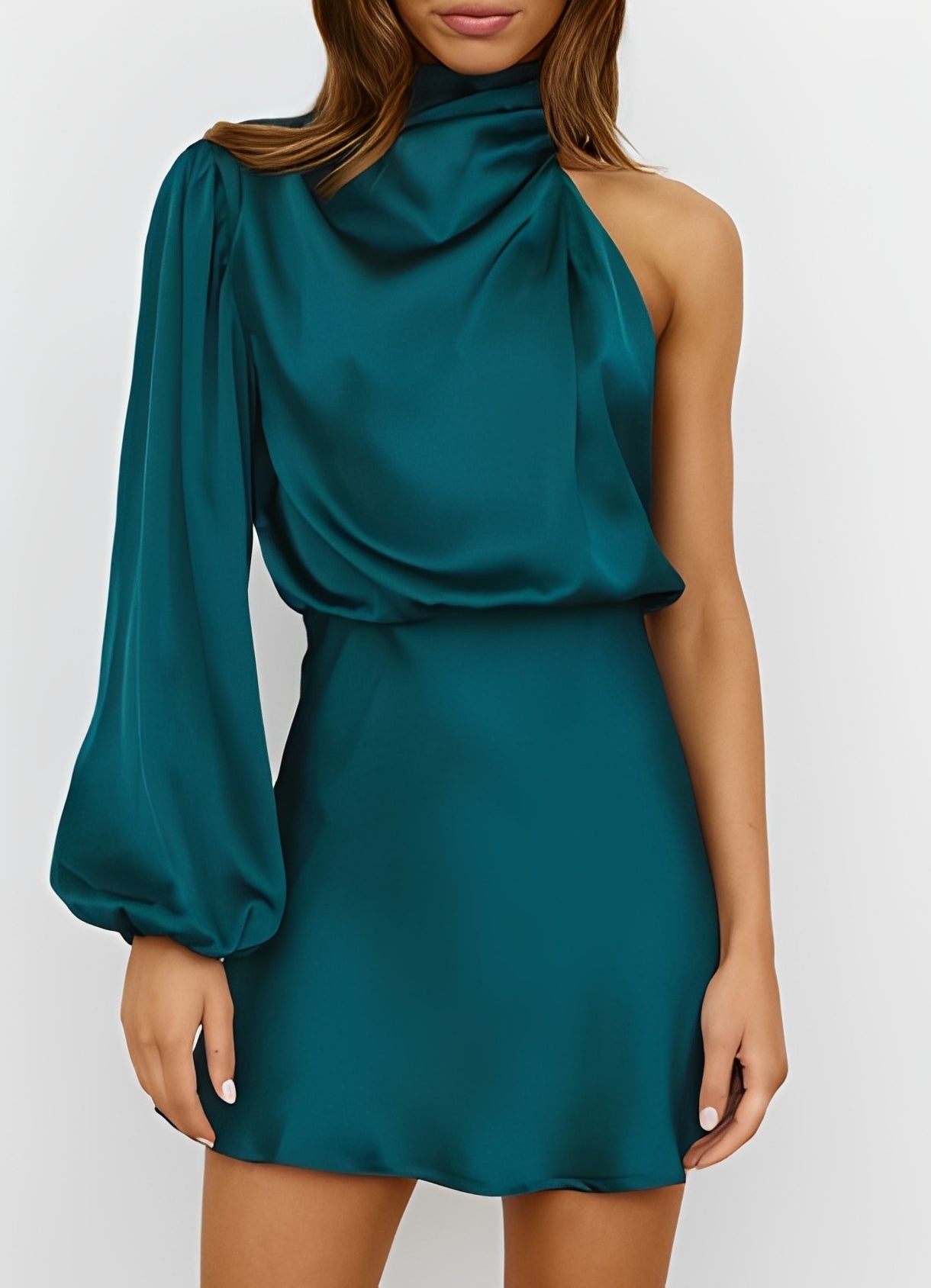 Sammy - Elegantes One-Shoulder-Langarmkleid