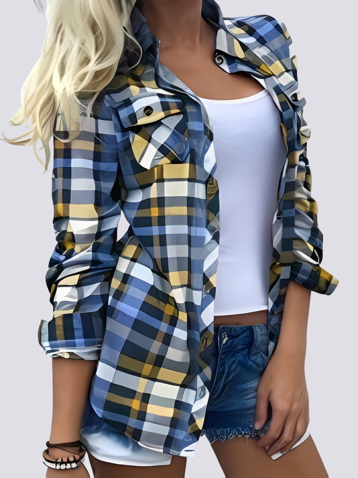 Charlotte - Buntes Langarmhemd