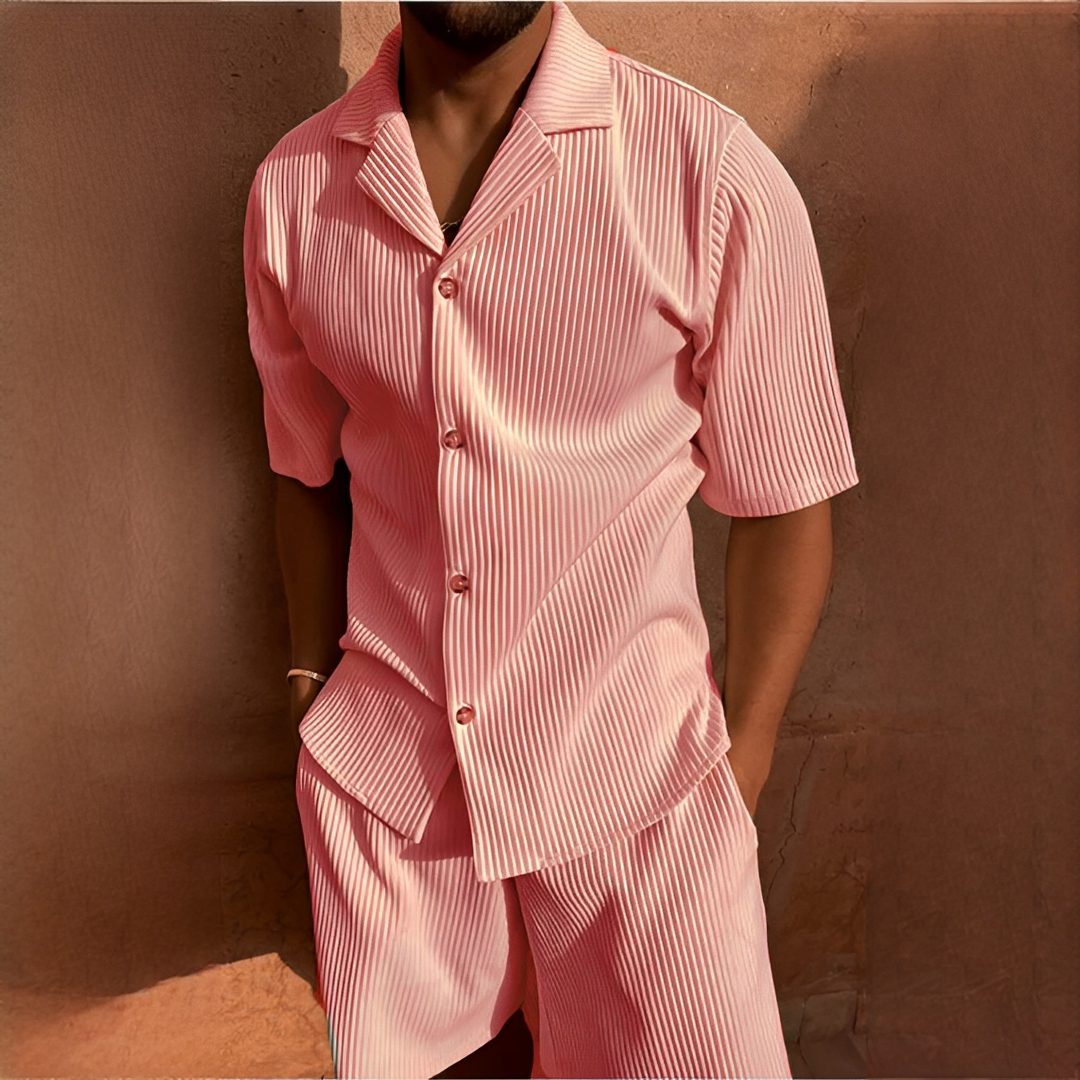 Junmar - Herren-Set aus Hemd und Shorts, leger