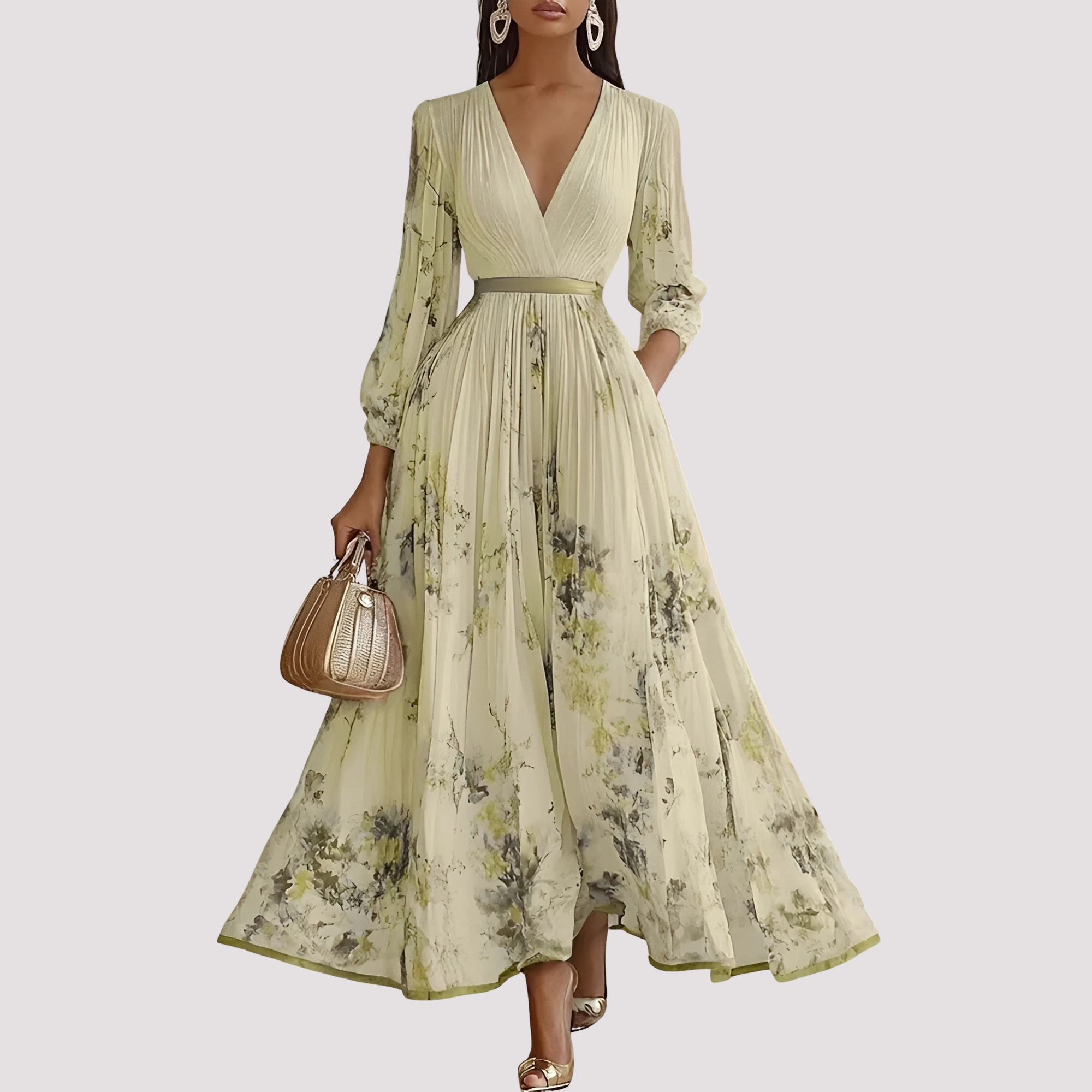 Leah - Midikleid mit Blumenprint und langen Ärmeln