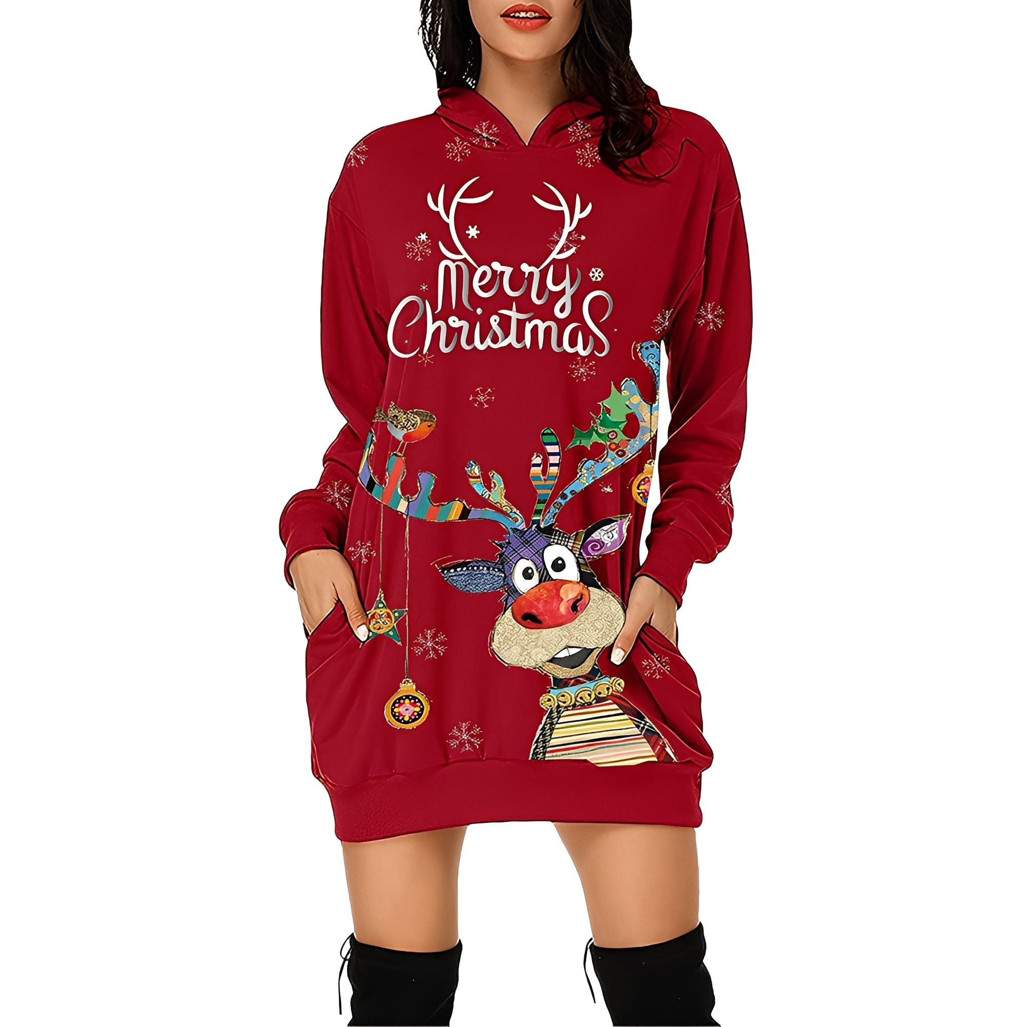 Georgia - Stilvolles Weihnachtskapuzenkleid für Damen