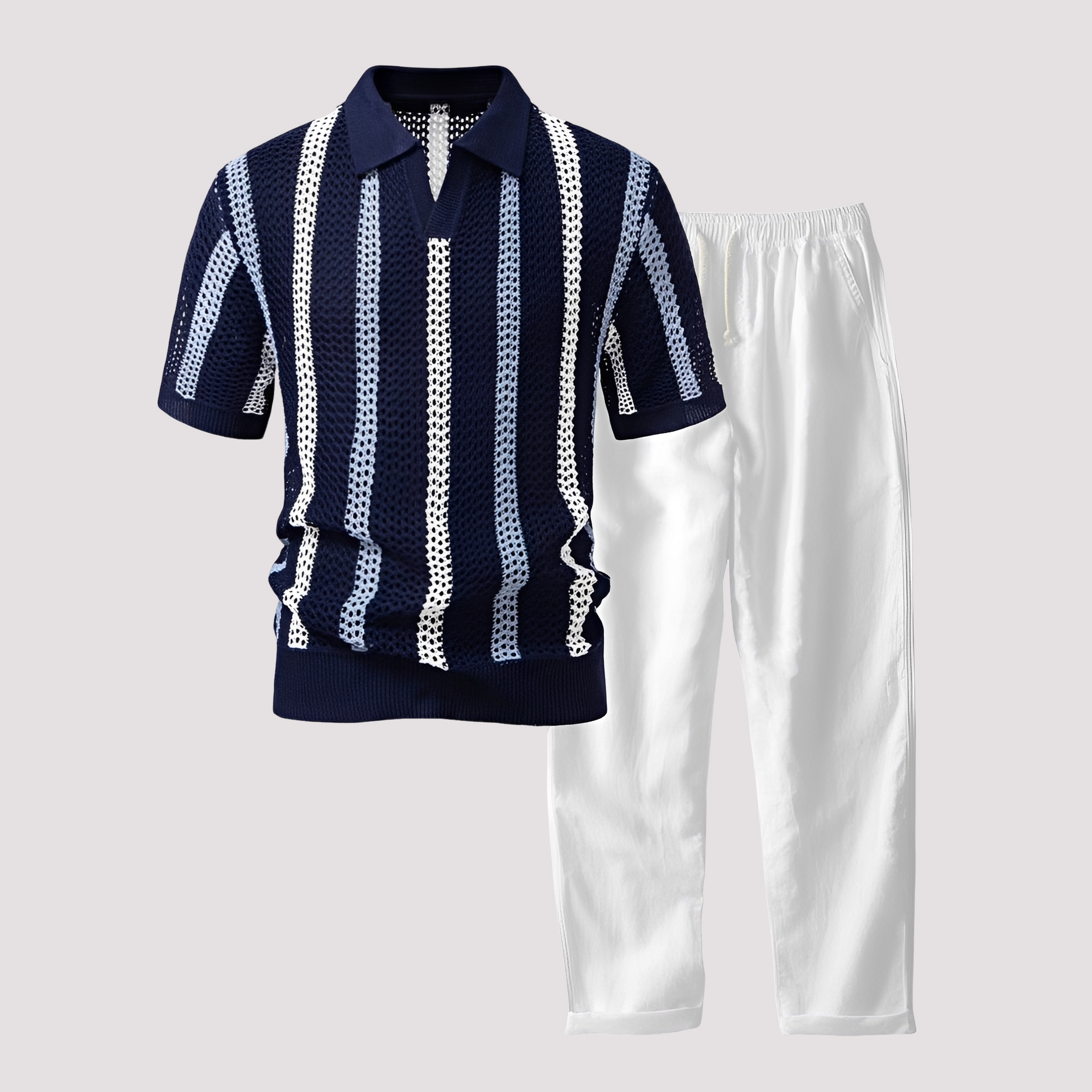 Richards - Komfortables Streifen-Polo mit Hosen-Set