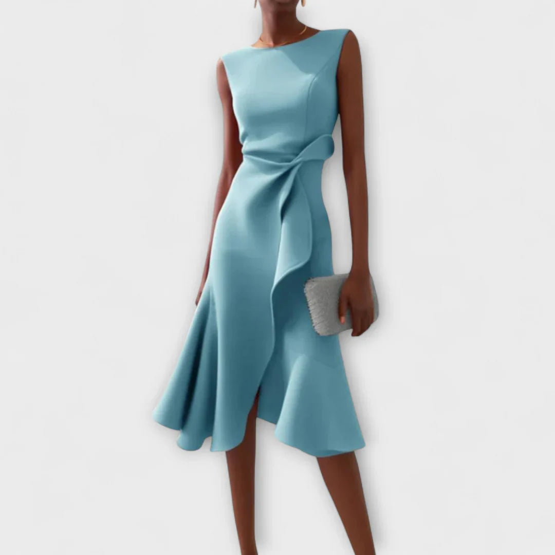 Sheila - Elegantes Damen-Midikleid mit Rüschendetails