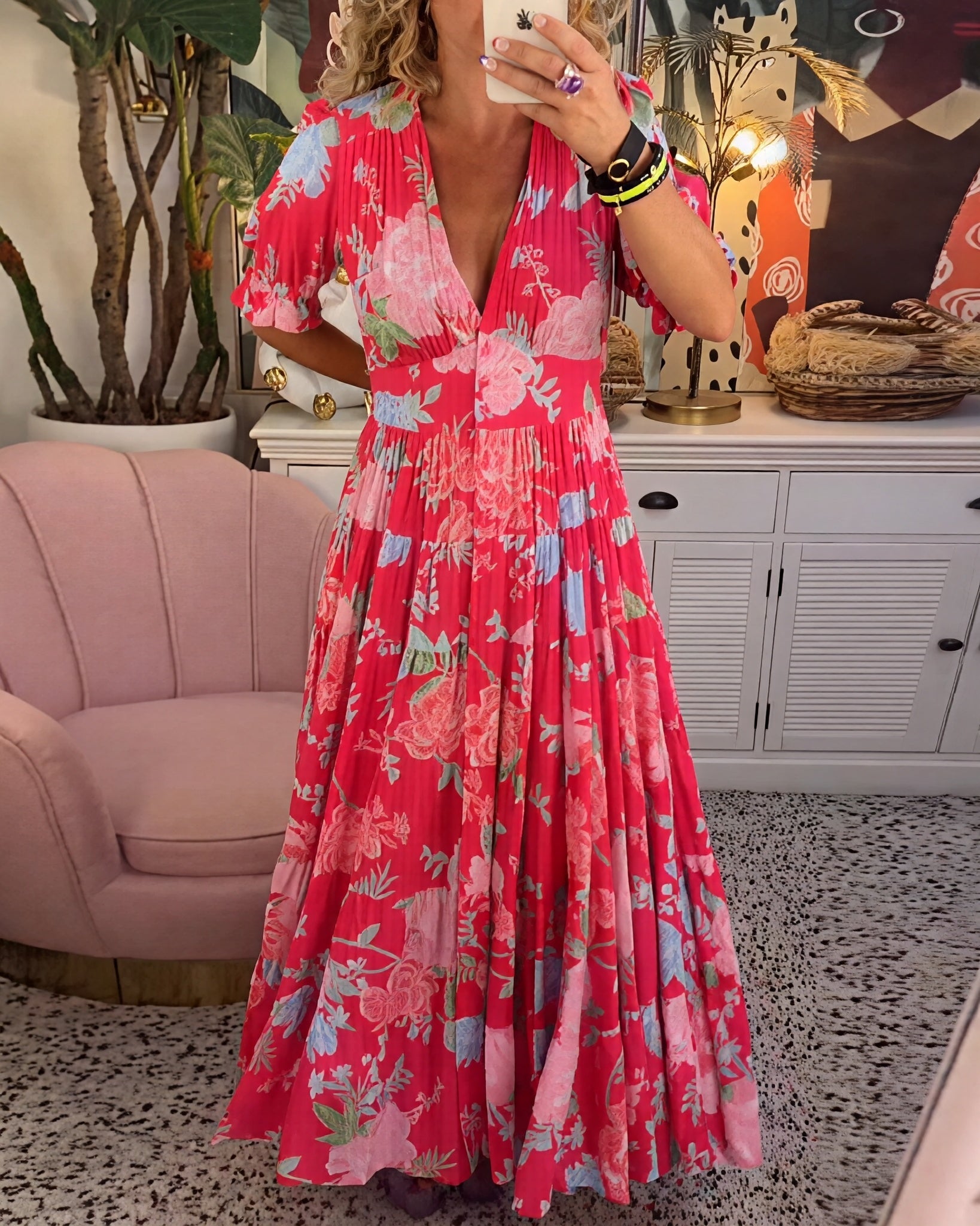 Emma - Damen Maxikleid mit Blumenmotiv