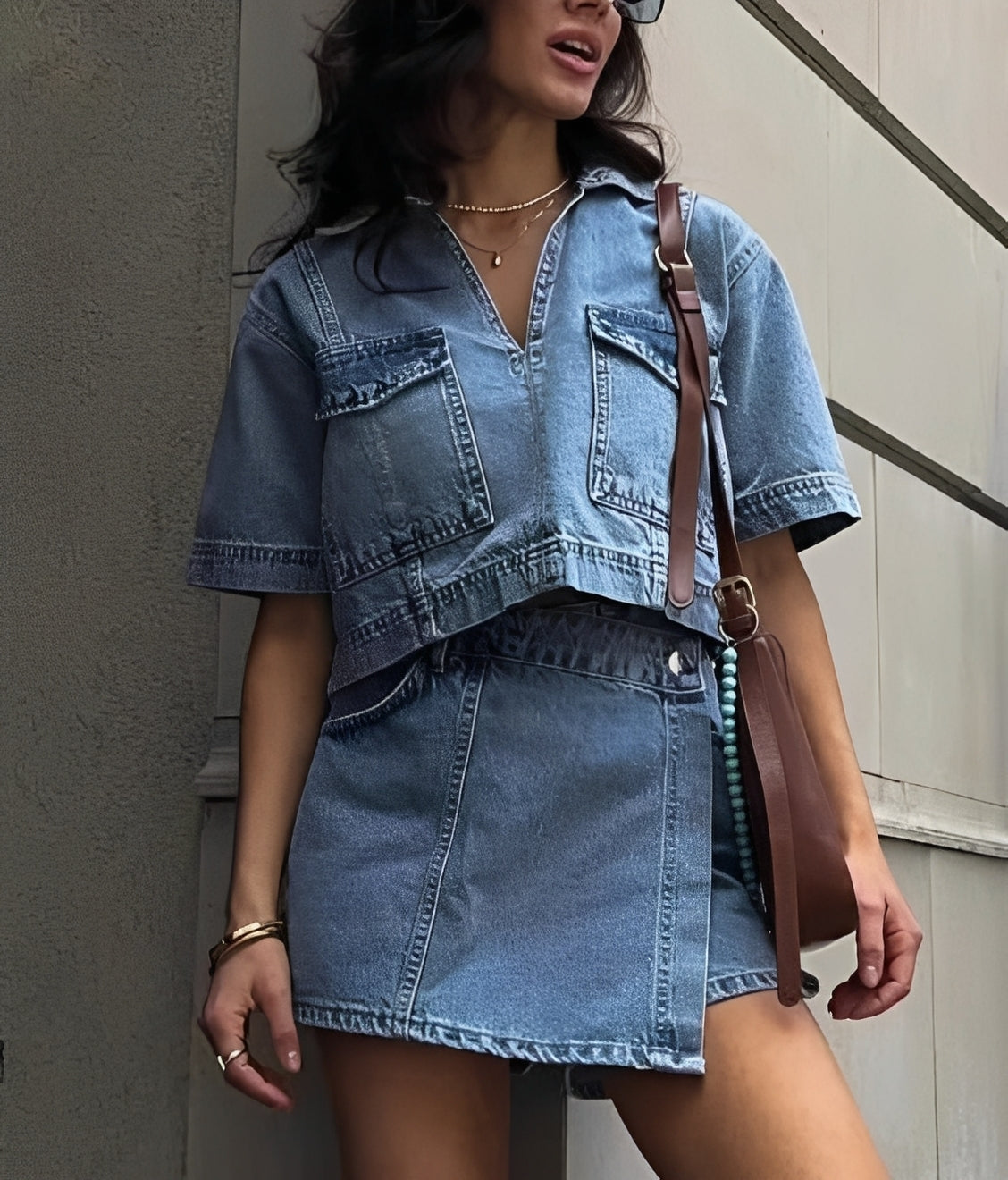 Tilly - Set aus Denim-Top und Rock