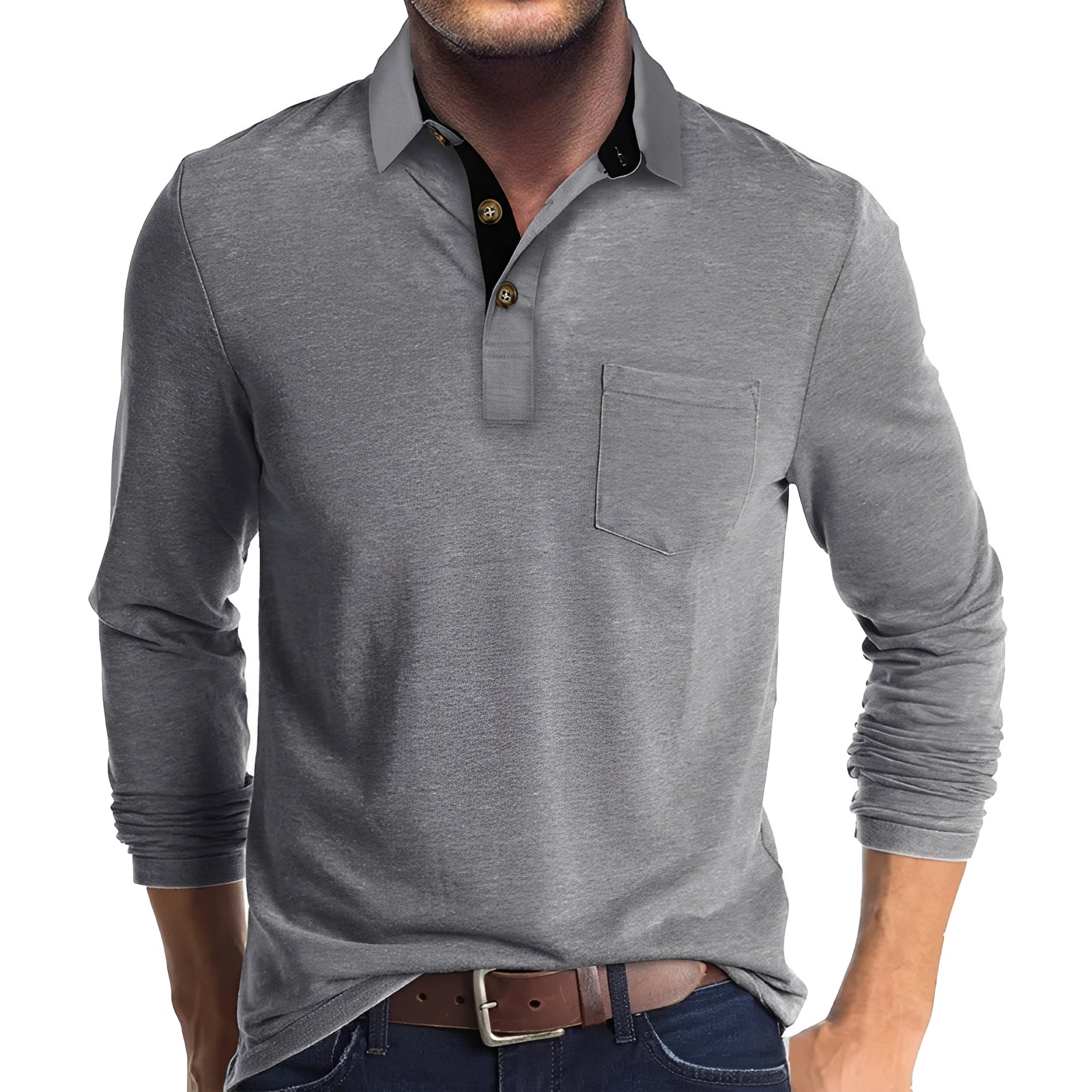 Marty - Bequemes Herren-Poloshirt mit langen Ärmeln