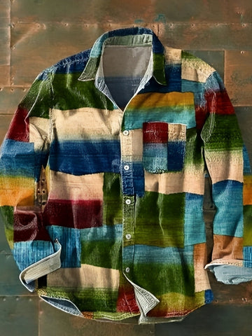 Charles – Herren-Langarmhemd – Retro und bunt