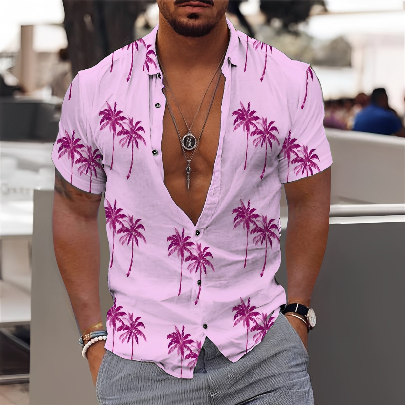 Hector - Stilvolles Herrenhemd mit Palmenmuster