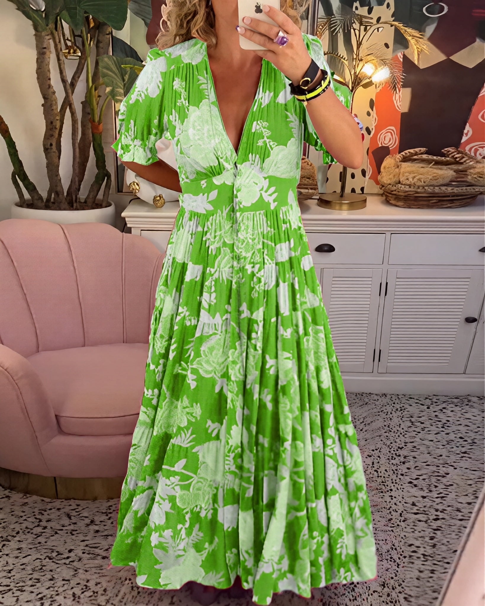 Emma - Damen Maxikleid mit Blumenmotiv