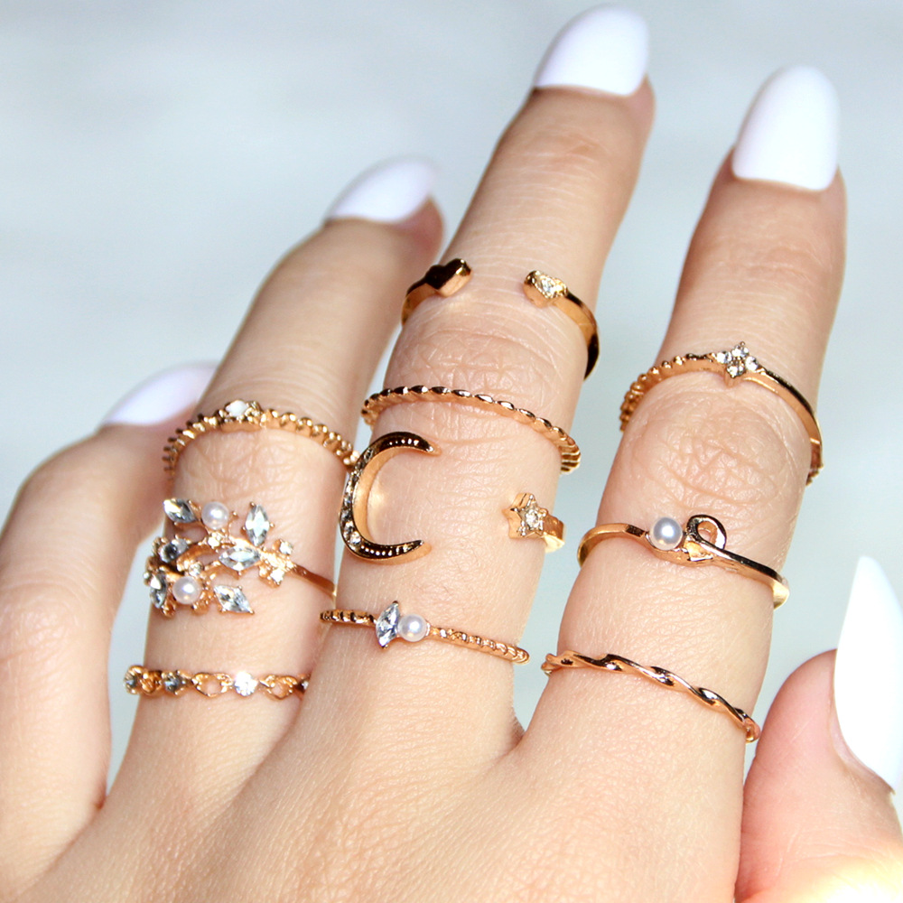 Ring-Set Mond und Stern - 10 Teile