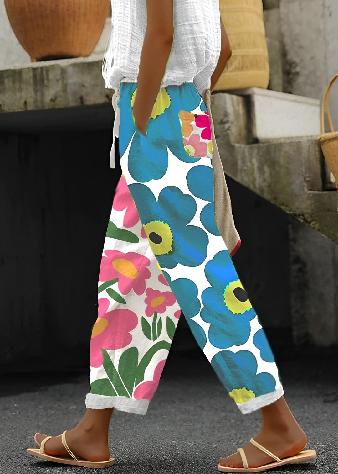 Catherina - Weite Hose mit Blumenprint für Damen