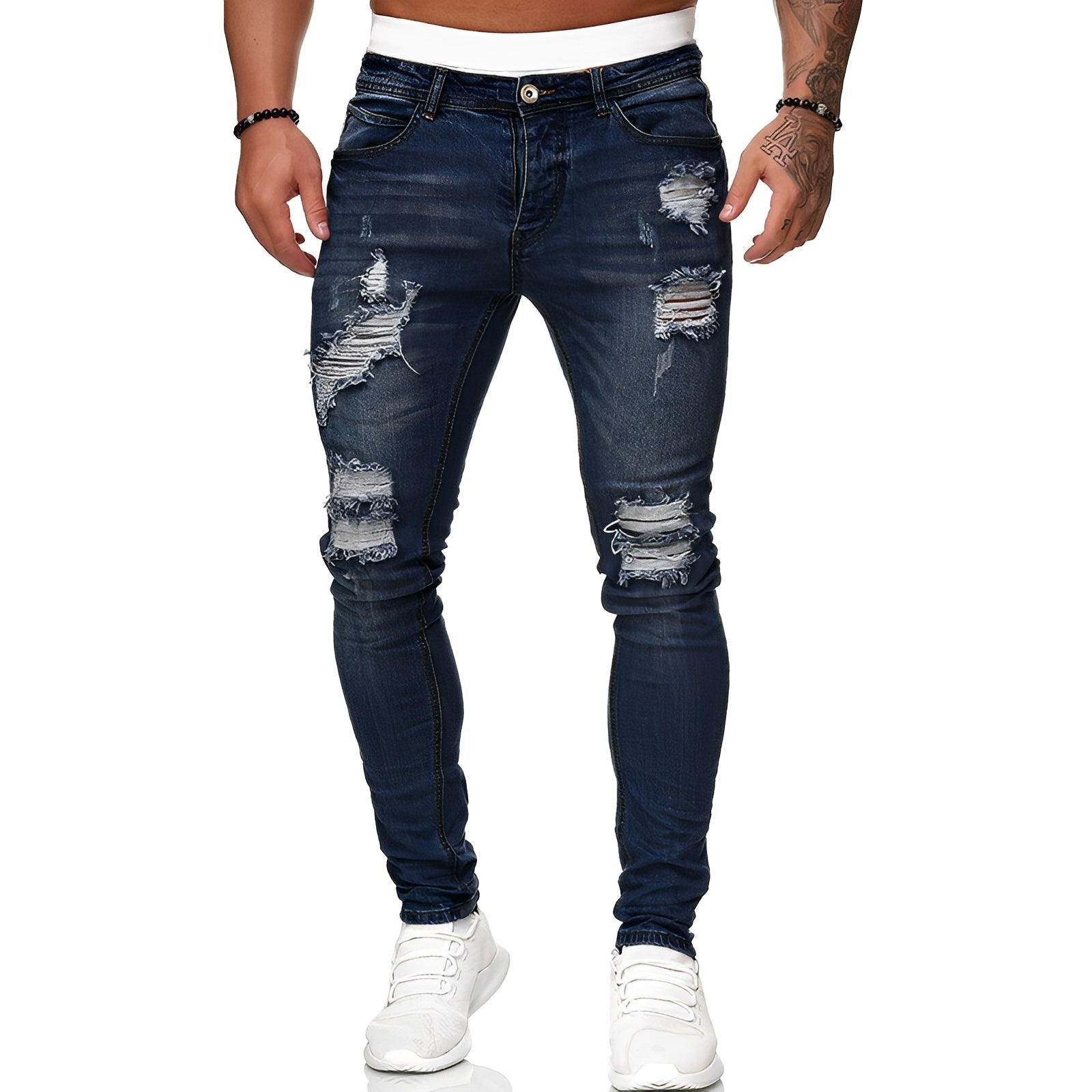 Annie - Herren-Skinny-Jeans mit lässigen Rissen