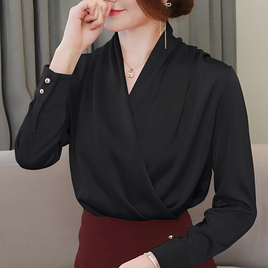 Isabel - Elegantes V-Ausschnitt-Top