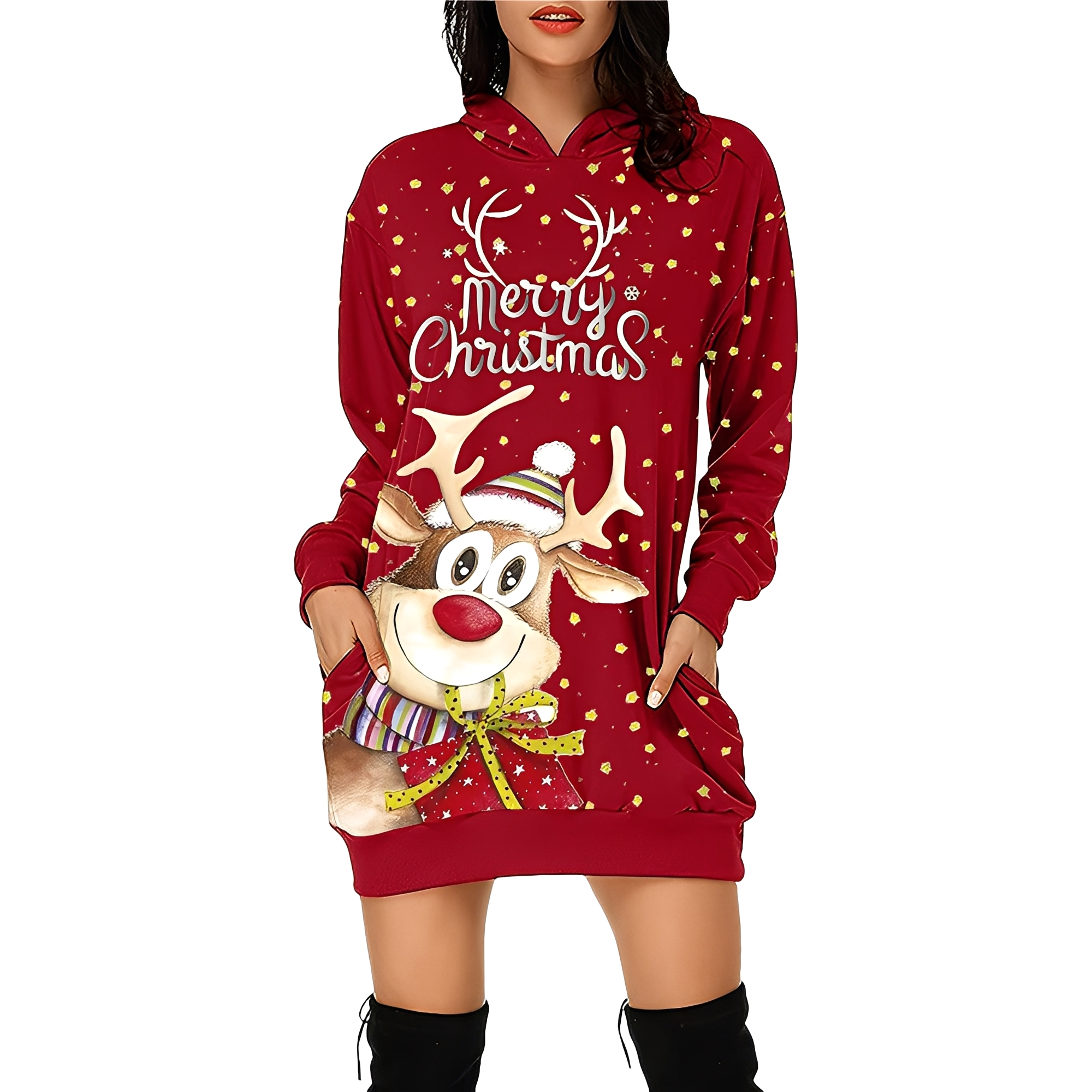 Georgia - Stilvolles Weihnachtskapuzenkleid für Damen