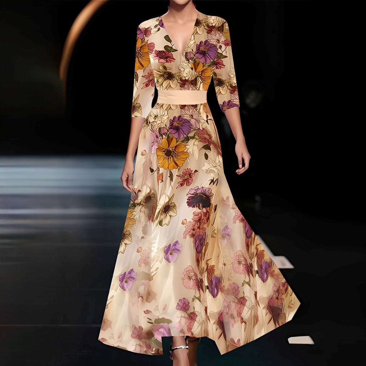 Debora - Damenlangkleid mit Blumenmuster