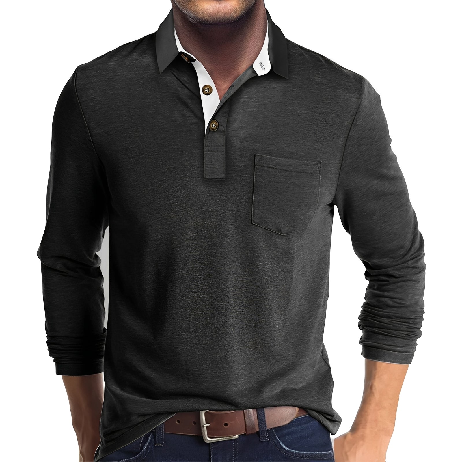 Marty - Bequemes Herren-Poloshirt mit langen Ärmeln