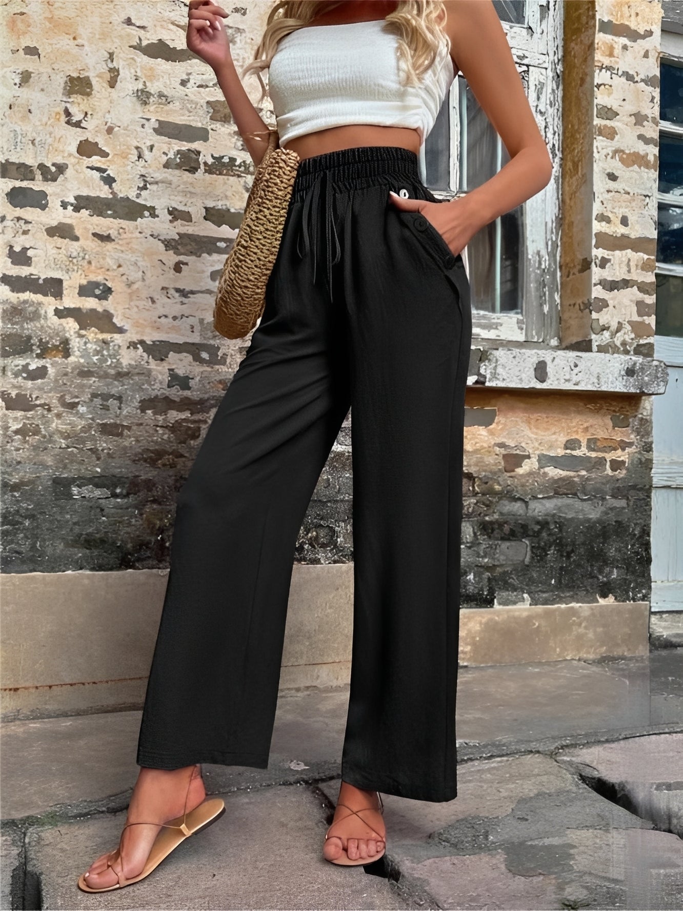 Allie - Modische, weit geschnittene Damenhose mit hoher Taille