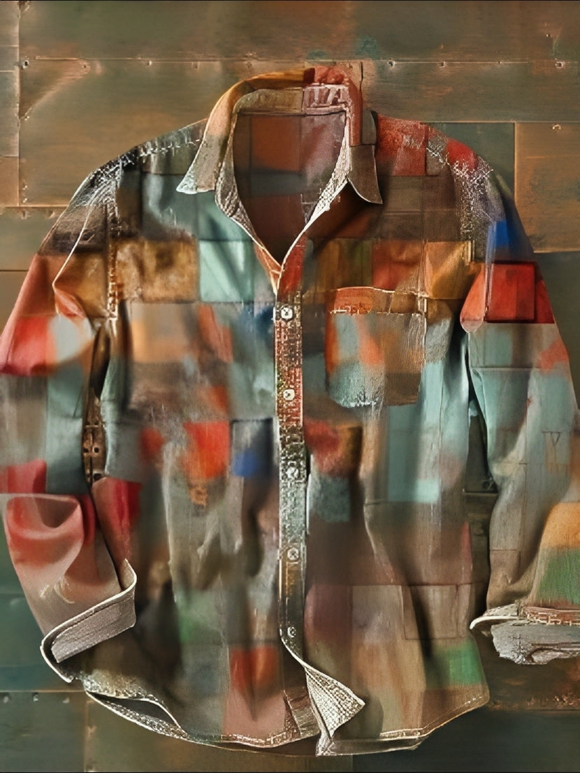 Charles – Herren-Langarmhemd – Retro und bunt