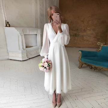 Carla - Elegantes Langarmkleid mit fließendem Schnitt für Damen