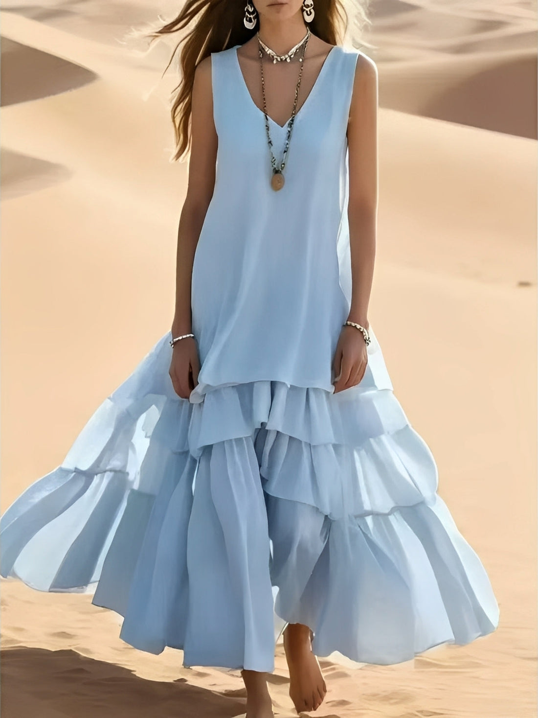 Mollie - Bequemes Maxikleid mit weitem Saum für Damen