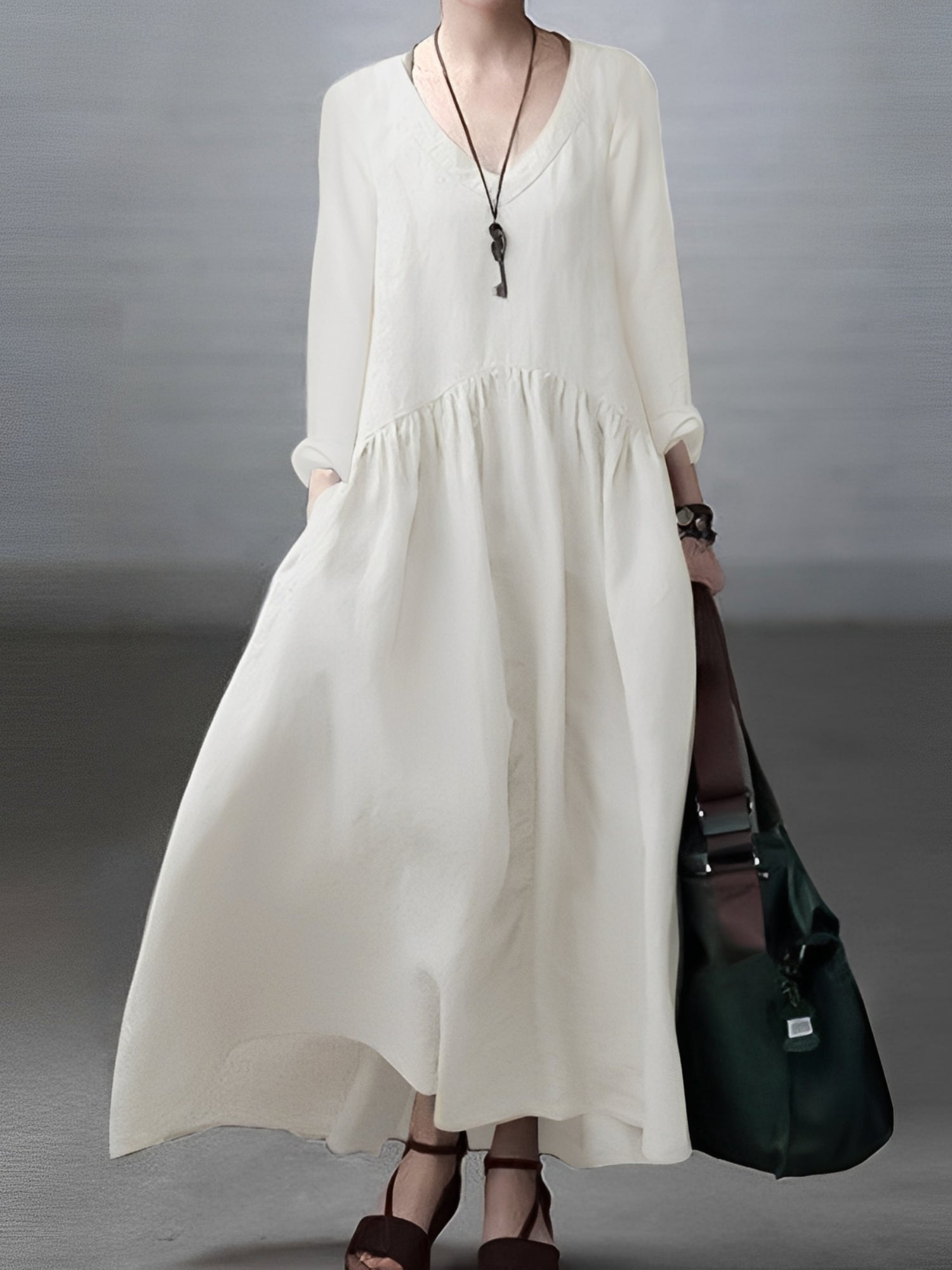 Lindy - Legeres, gemütliches Damenkleid mit V-Ausschnitt