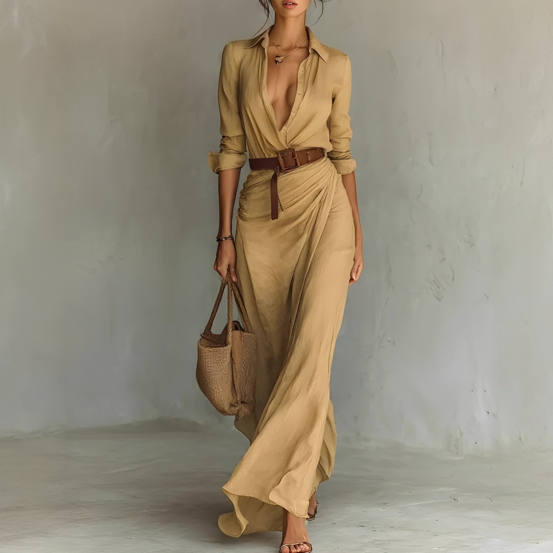 Hanny - Bequemes Maxikleid mit Taillengürtel