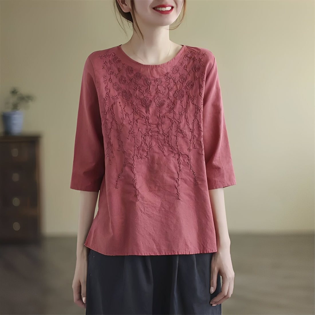 Amelia - Elegante bestickte Kurzarm-Blusen für Damen