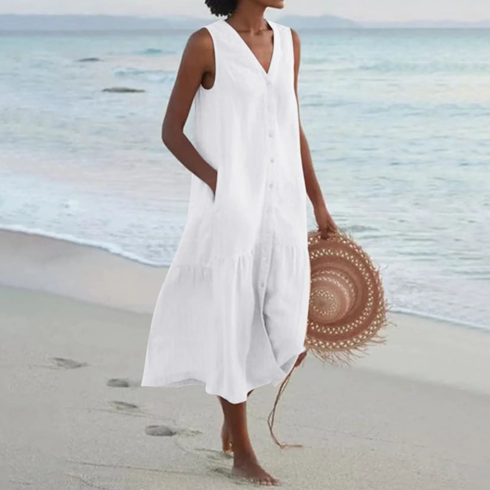 Brianna – Lockeres Sommerkleid mit V-Ausschnitt für Damen