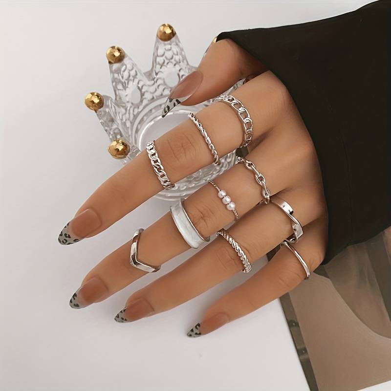 10 Stück Stil-Ringe - Anpassbare Ringe