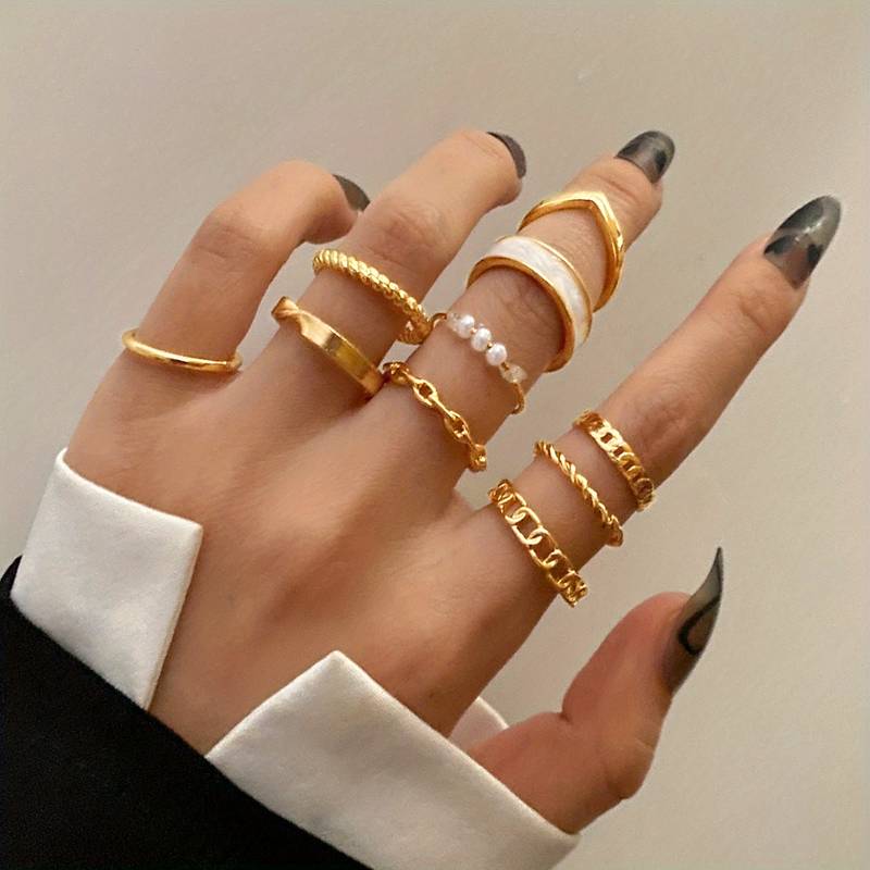 10 Stück Stil-Ringe - Anpassbare Ringe